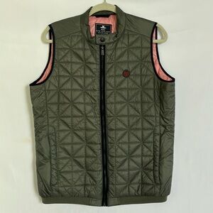 NZA New Zealand Auckland Men’s Sz M Green Quilted Vest with Pink Lining padded